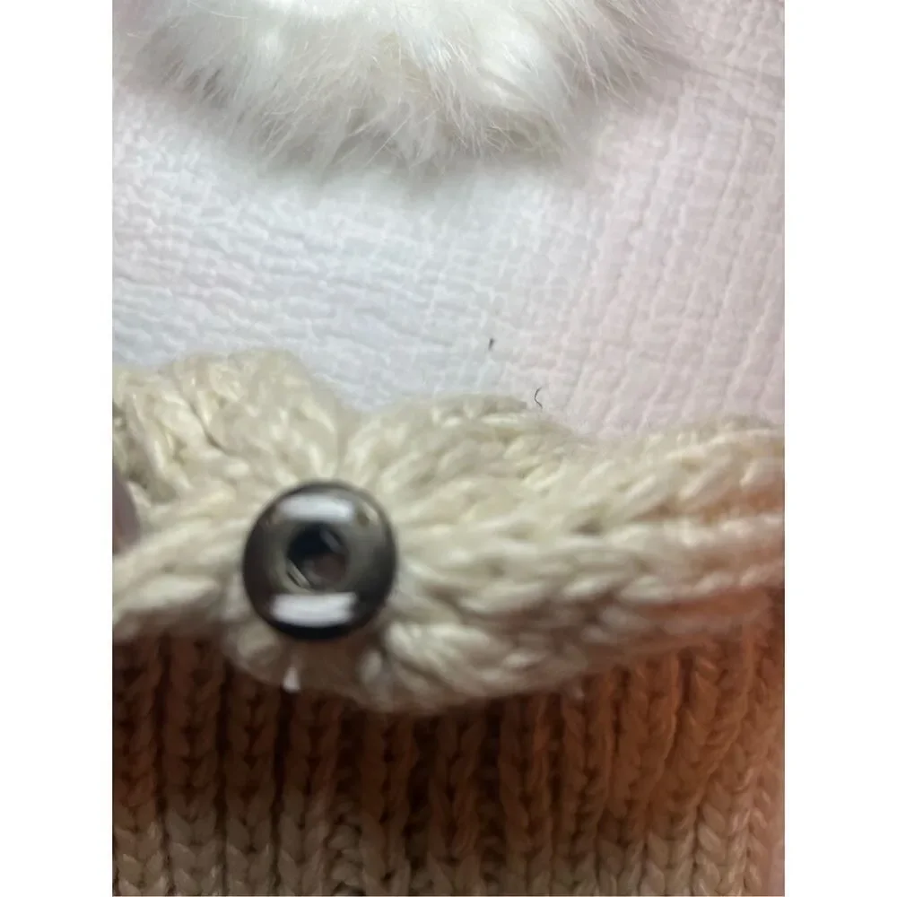 NWT HatAttack Bryce Knit Beanie Ivory Removable Pom